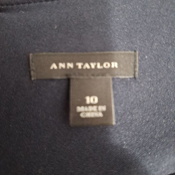 Ann Taylor Womens Sleeveless Dress Navy Polka Dot Classic A Line Retro Size 10 - Picture 7 of 12